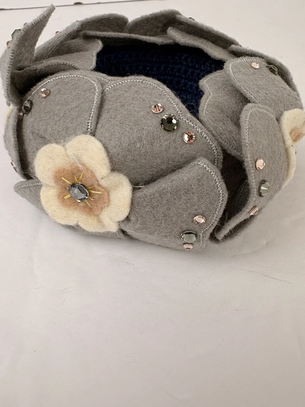 Tarina Tarantino Kyoto Large Felt Floral Swarovski Embellished Bangle Bracelet
